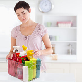 CONTROL KITCHEN bathroom storage bins clear, great for bathroom organization.