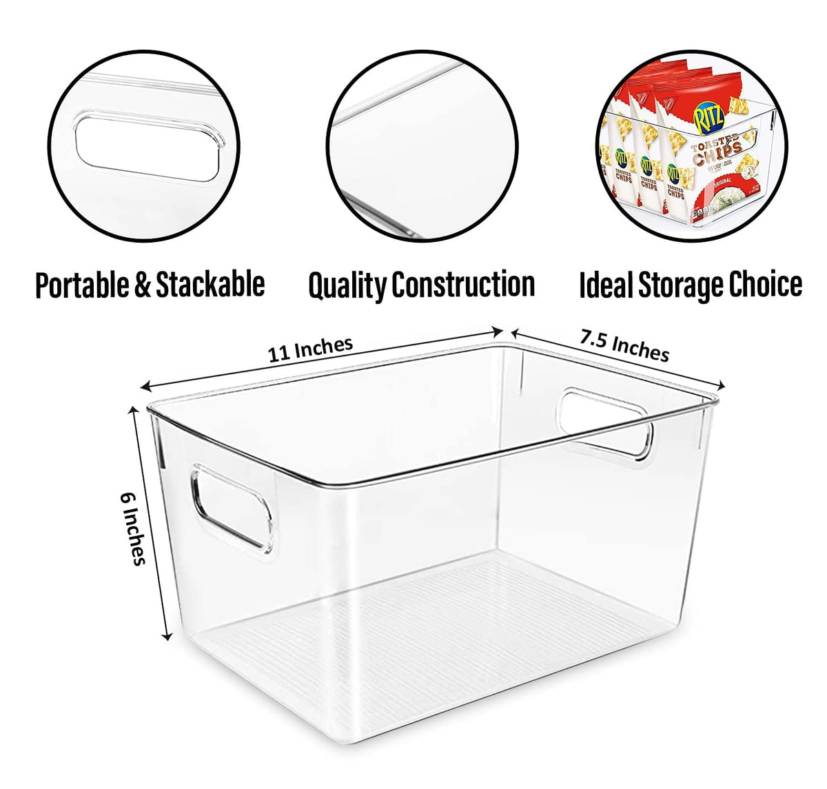 CONTROL KITCHEN clear bin for fridge organizer, easy to locate items.