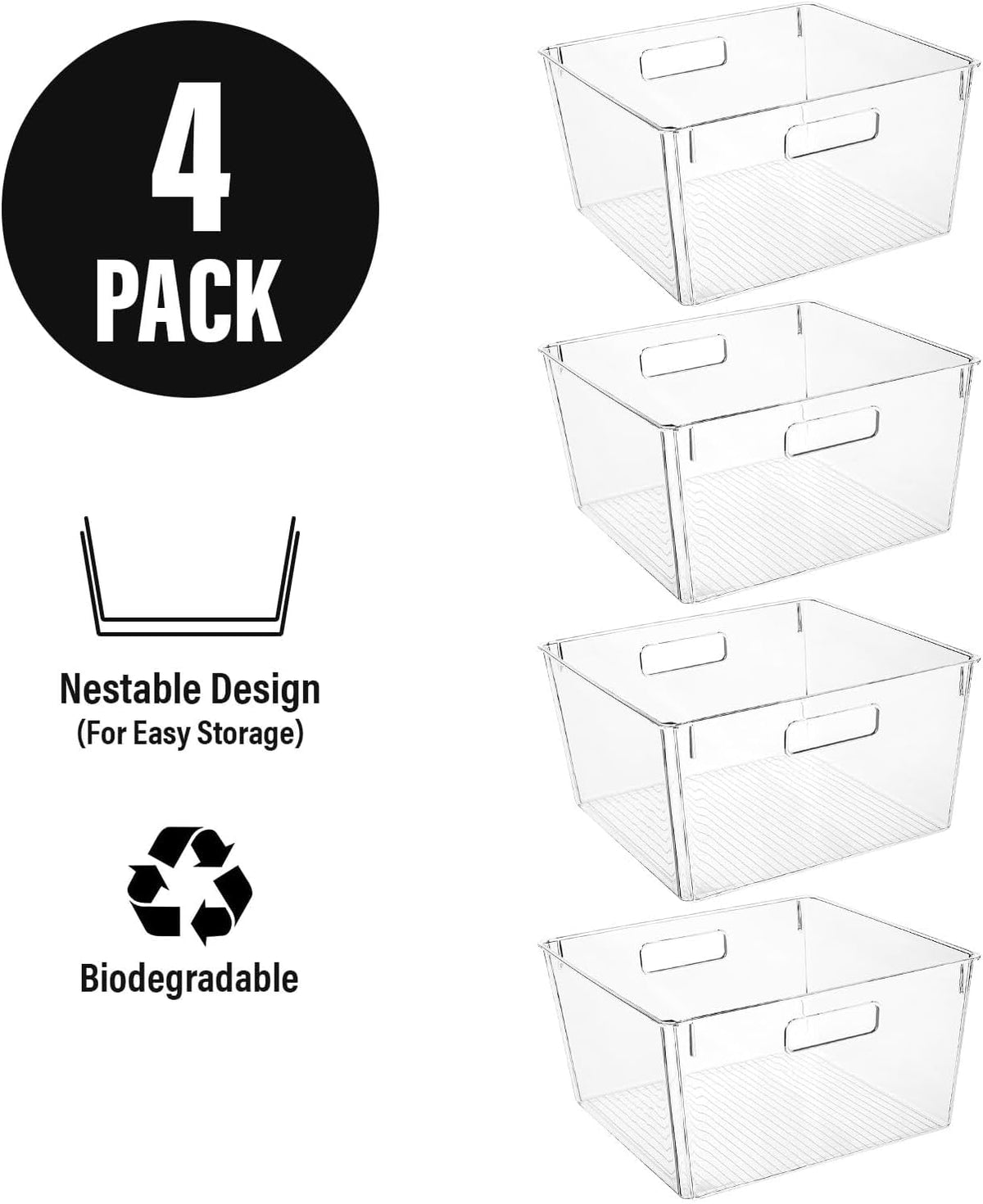 CONTROL KITCHEN clear storage bin for fridge organization and inventory visibility