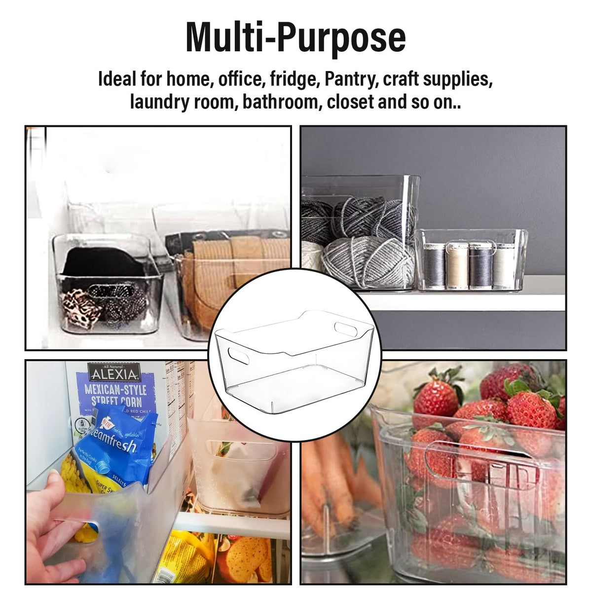 Control Kitchen large clear bin for garage organization and storage.
