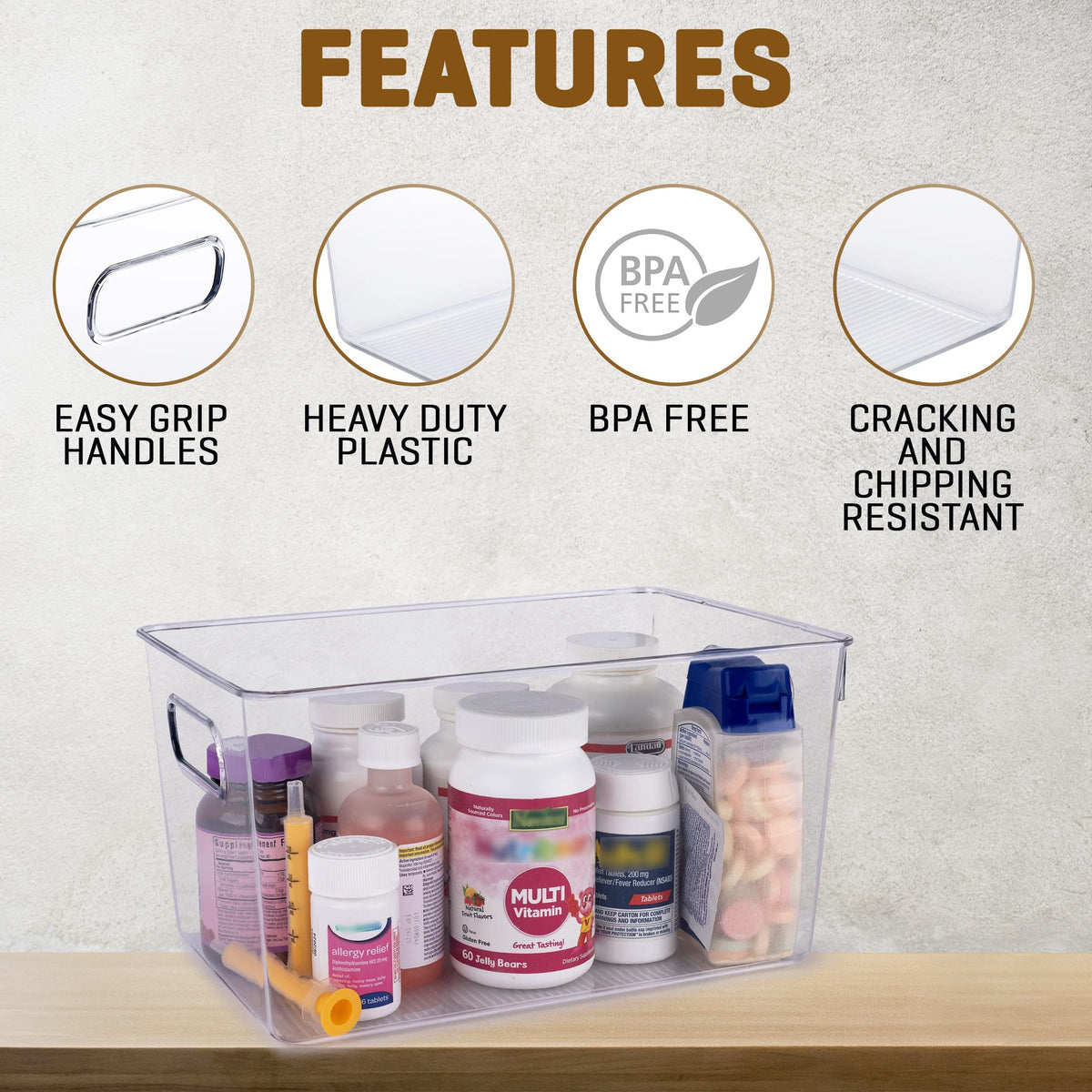 CONTROL KITCHEN lidded clear bin for pantry organization and easy access.