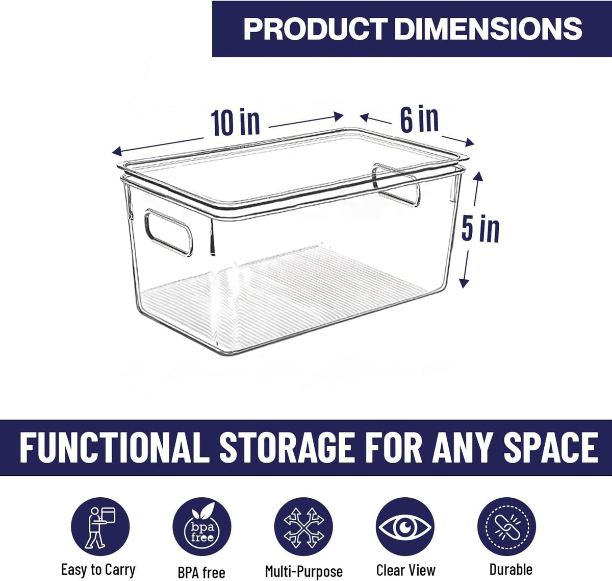 Control Kitchen stackable fridge organizer bin for efficient shelf use.