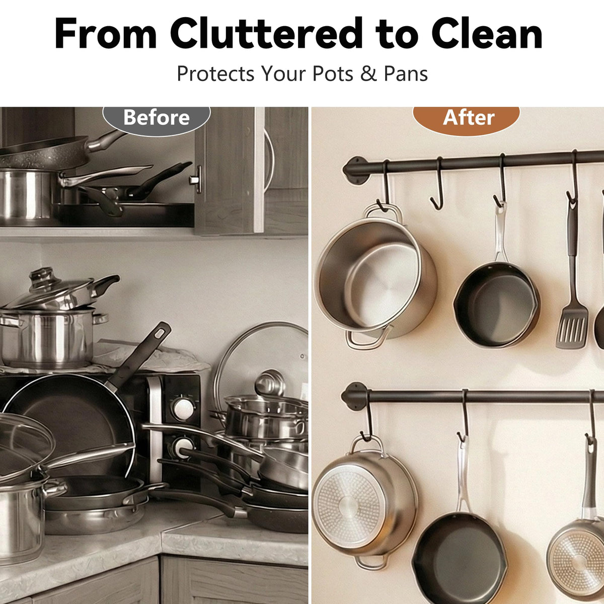 Conwithna 16 hooks rack ideal for pots and pans in busy kitchens