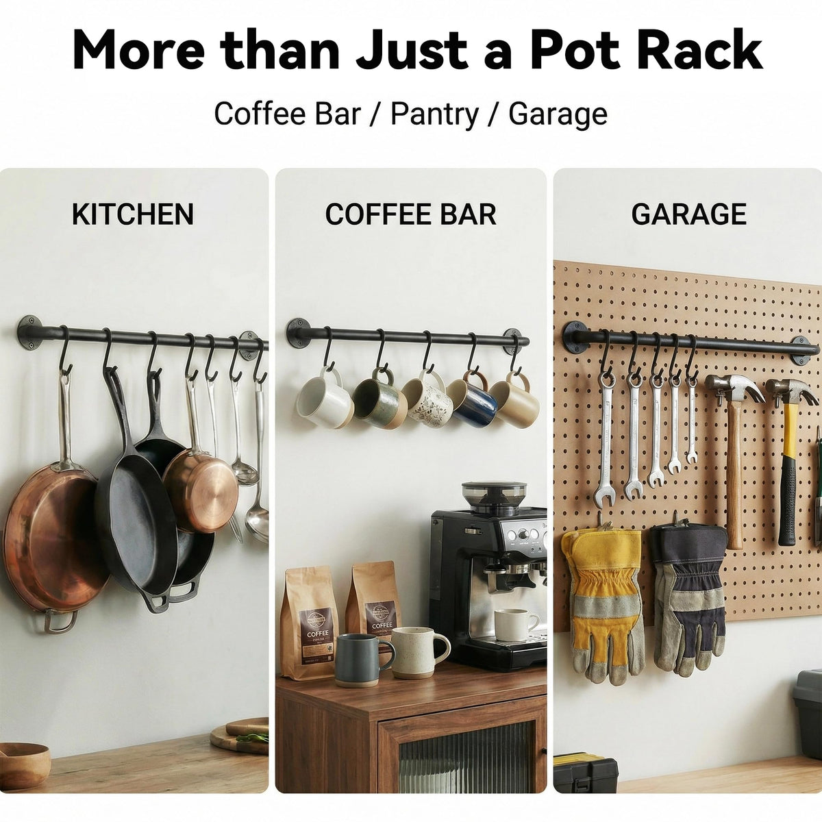 Conwithna modern black design kitchen rail adds sleek storage