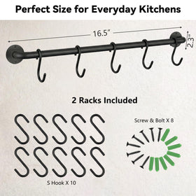 Conwithna two pack kitchen rail with 16 hooks keeps utensils organized and within reach