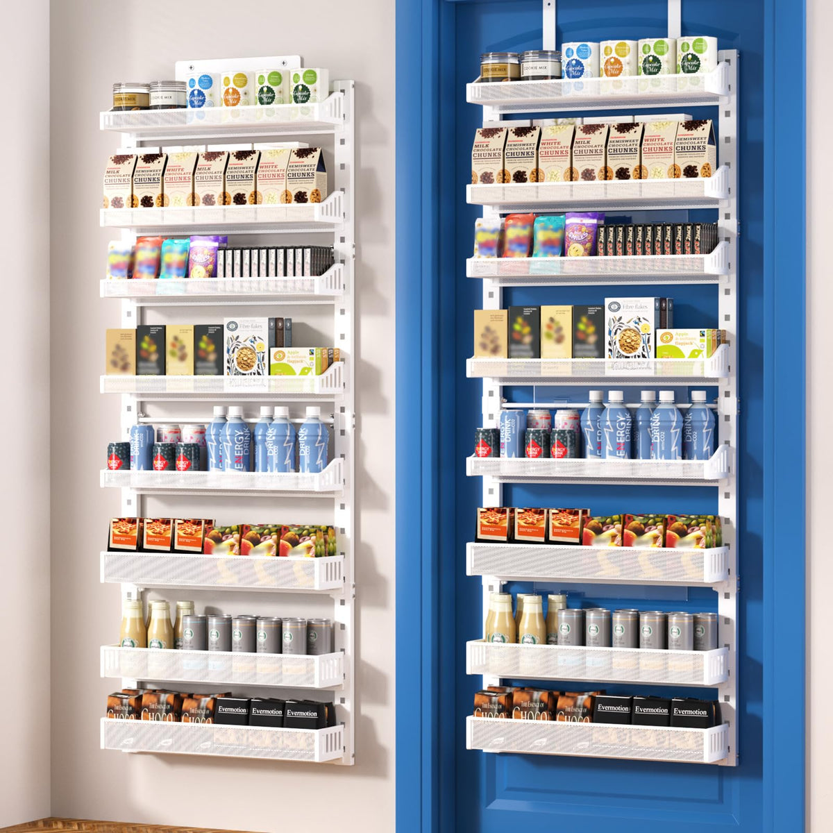 coobest 8-tier over-door spice rack with adjustable baskets for organized kitchen storage