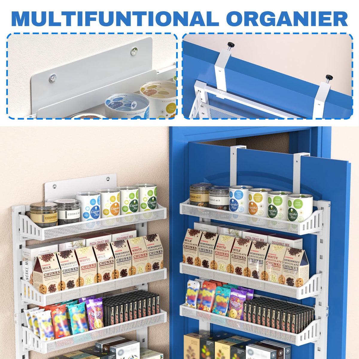 coobest 8-tier wall-mount spice rack demonstrates durable metal construction for pantry organization