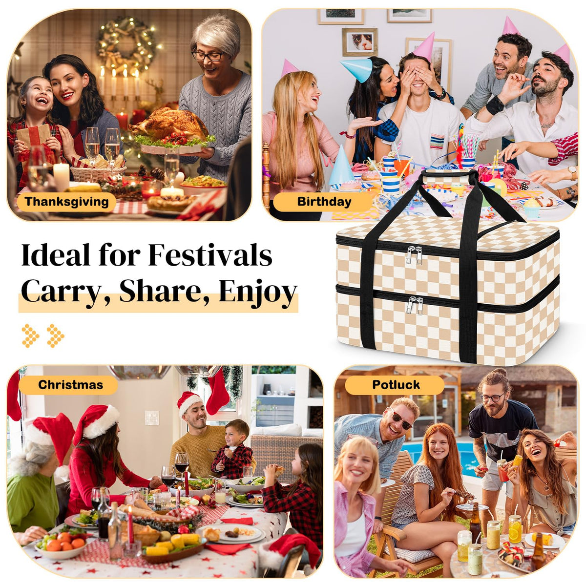 Coobiiya insulated casserole carrier uses durable 600D oxford fabric for longevity