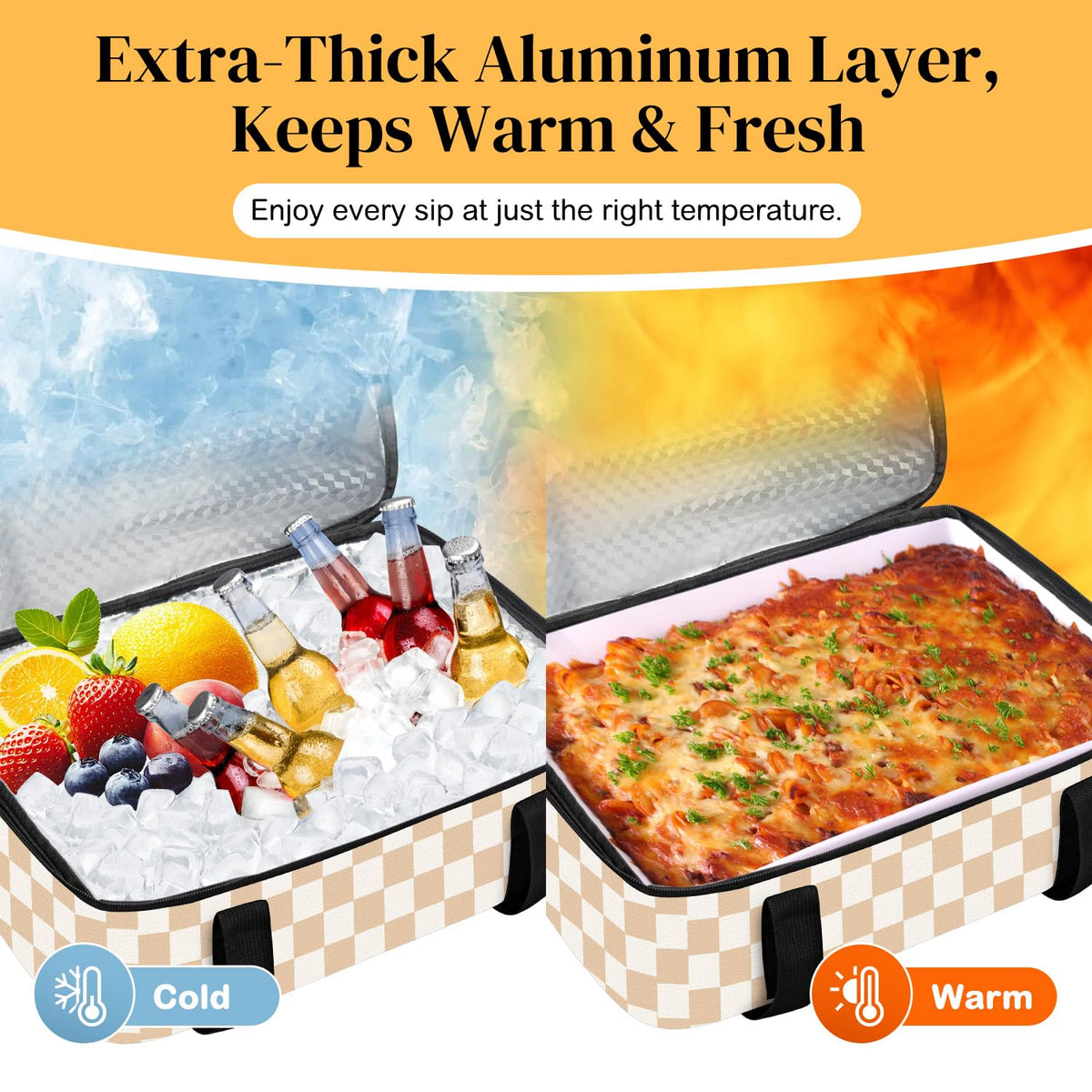 Coobiiya insulated casserole carrier exterior zipper pocket keeps utensils handy
