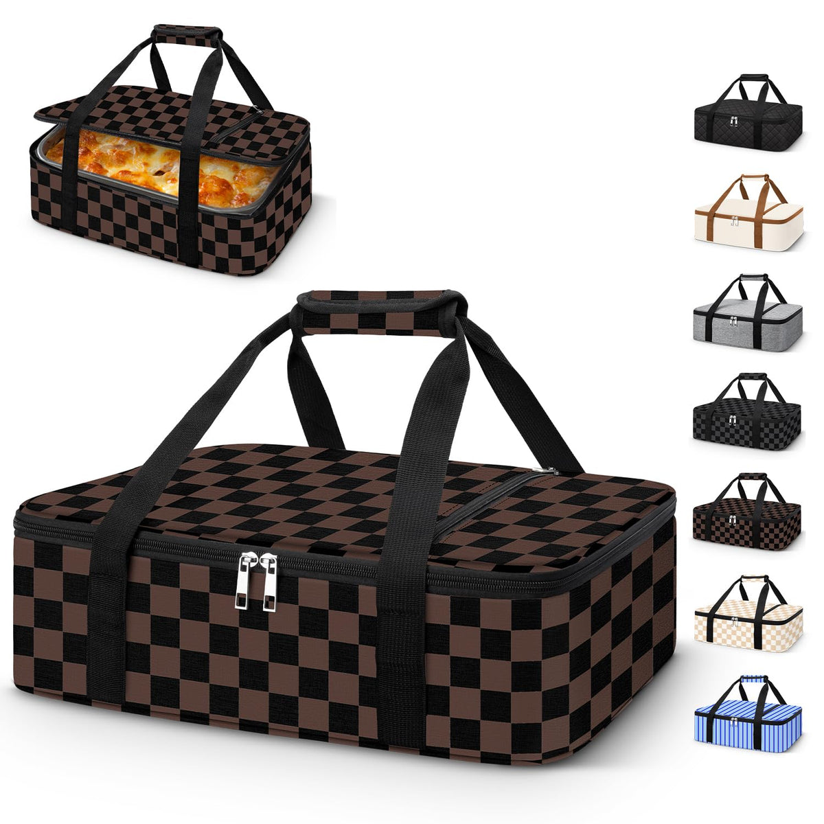 Coobiiya insulated casserole carrier main compartment showcasing spacious capacity for 9x13 dishes at gatherings.