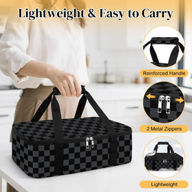 Coobiiya padded handles provide comfortable grip when transporting hot dishes
