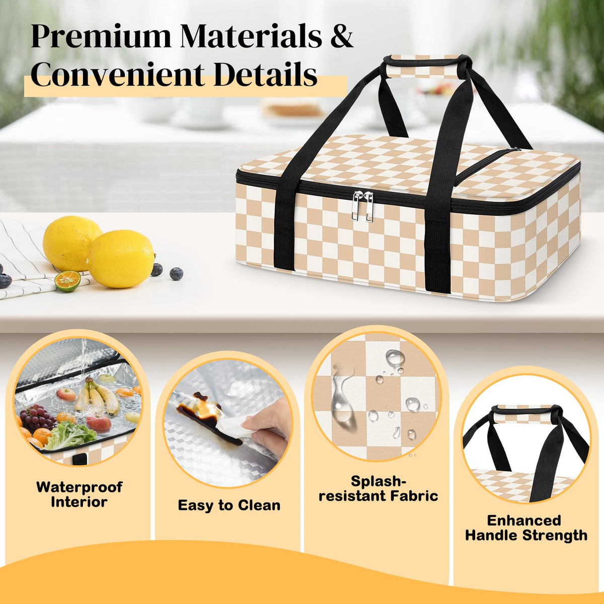 Coobiiya insulated casserole carrier padded handles provide comfortable carrying