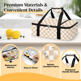 Coobiiya insulated casserole carrier padded handles provide comfortable carrying