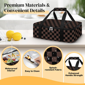 Coobiiya lasagna lugger tote thermal lining keeps meals hot or cold during outings.