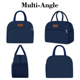 Coobiiya lunch bag navy blue reinforced handles for easy daily carrying.