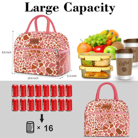 Coobiiya lunch bag pink leopard side pocket for organized storage