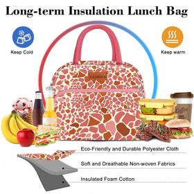 Coobiiya lunch bag pink leopard suitable for travel and daily use