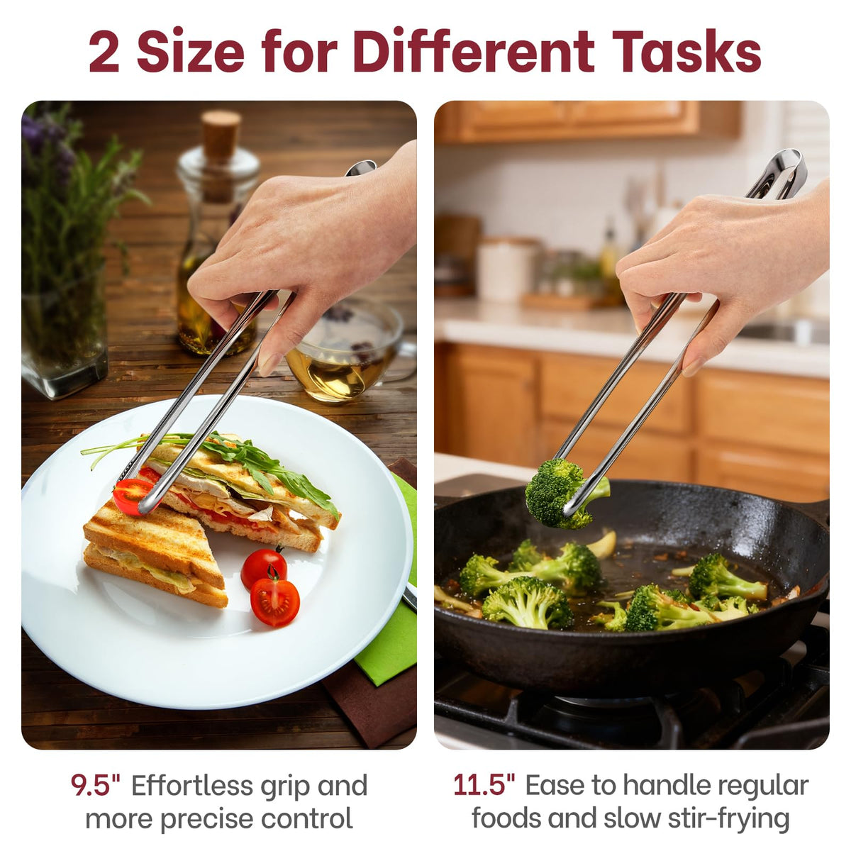 COOCLAN tongs heat resistant up to 600°F for grilling and searing