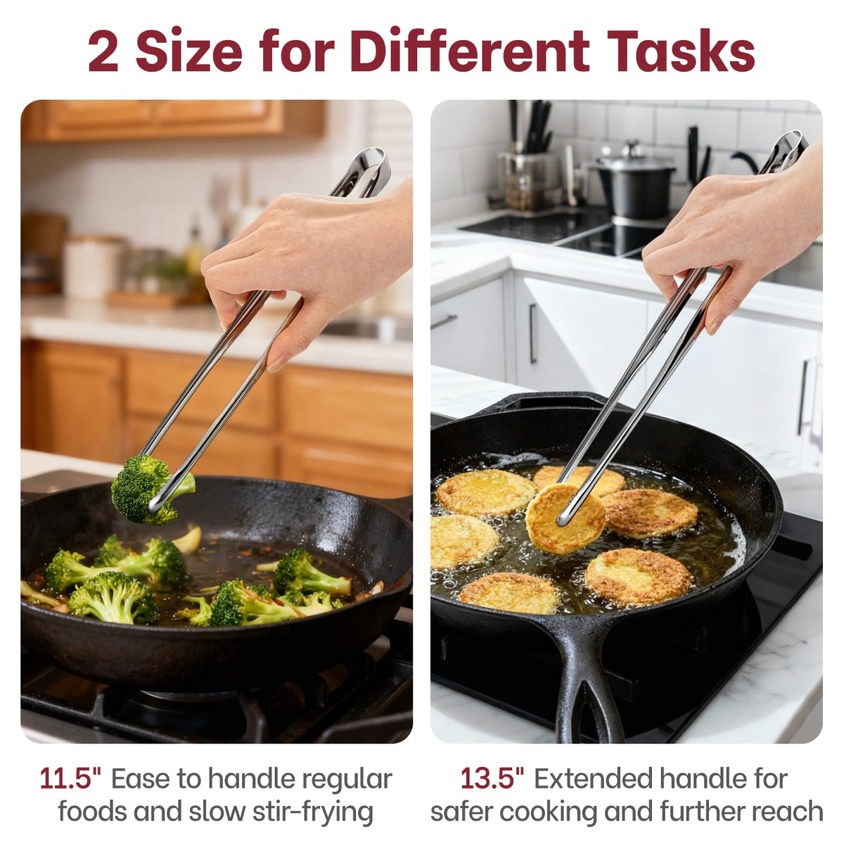 COOCLAN ergonomic handle improves control during flipping and plating