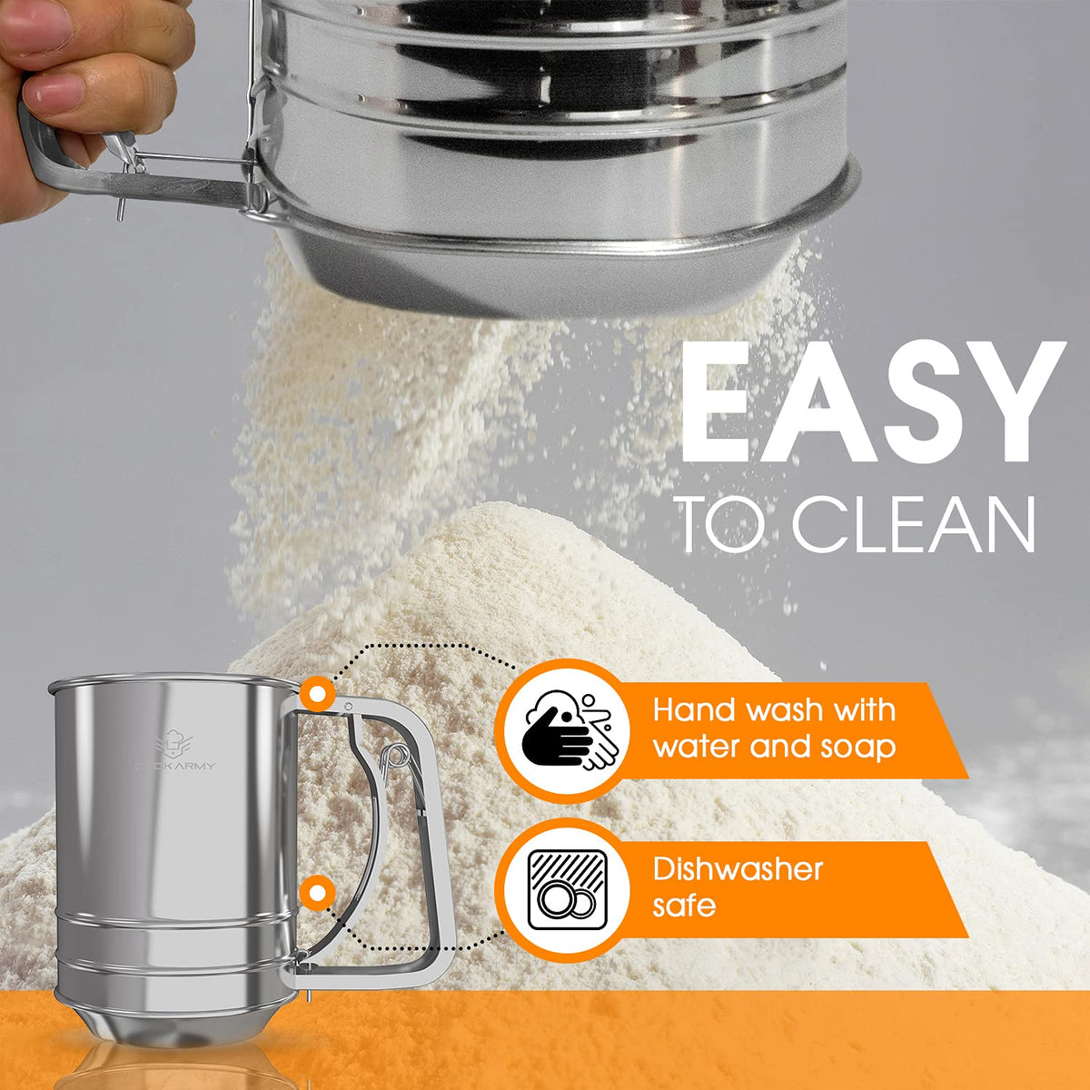 Cook Army Flour Sifter 3 Cup multifunction use for flour, sugar, cocoa, matcha