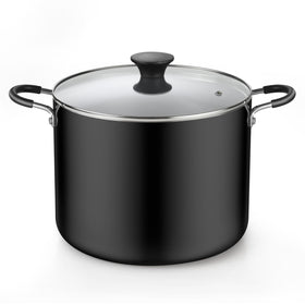 Cook N Home 10.5-qt nonstick stockpot with lid for easy cooking and cleanup.