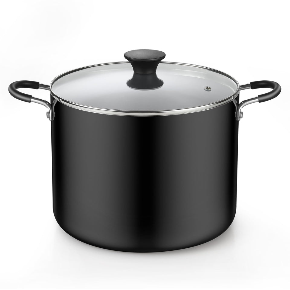 Cook N Home 10.5-qt nonstick stockpot with lid for easy cooking and cleanup.