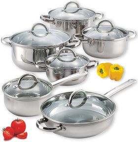 Cook N Home 12-piece set with induction-ready base for even heating.