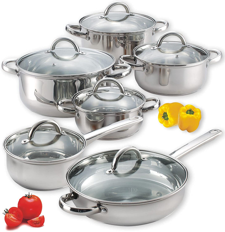 Cook N Home 12-piece set with induction-ready base for even heating.