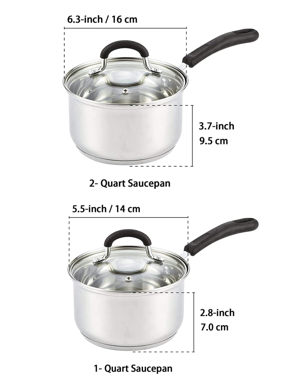 Cook N Home 2qt saucepan with lid on stove, ideal for sauces and soups.