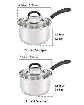 Cook N Home 2qt saucepan with lid on stove, ideal for sauces and soups.