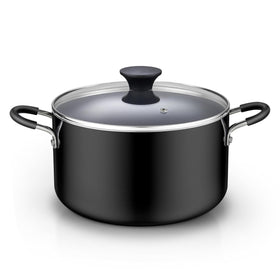 Cook N Home 6qt nonstick stockpot with lid showing even heat for simmering