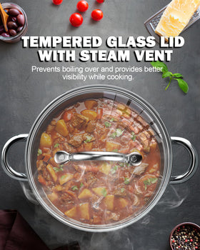 Cook N Home 8-quart stockpot bottom with aluminum disc for even heating.