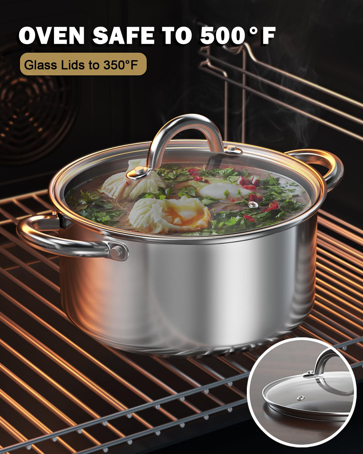 Cook N Home 8-quart stockpot is dishwasher safe for quick cleanup.