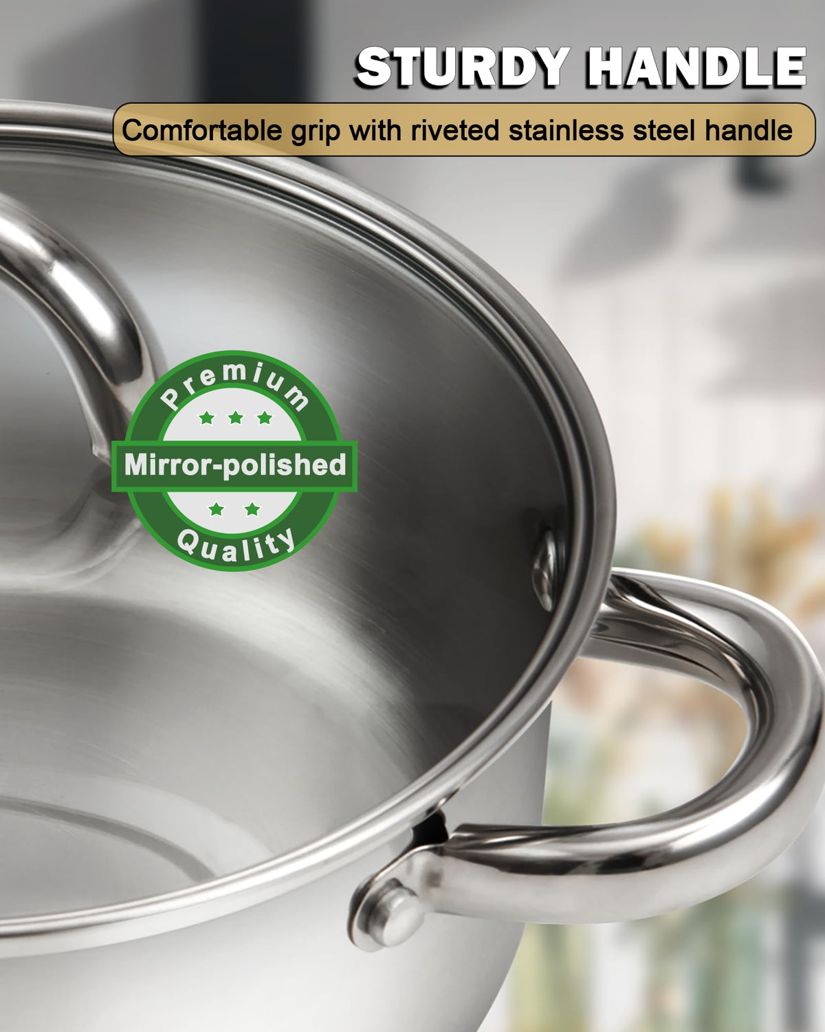 Cook N Home 8-quart stockpot glass lid with steam vent for visible simmering.