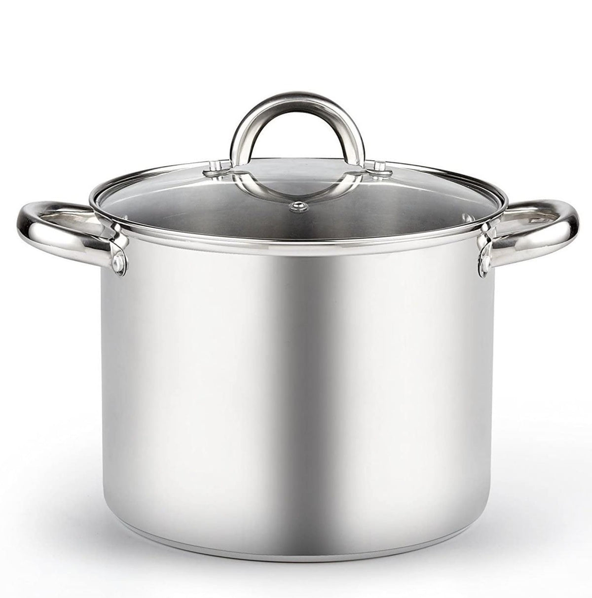 Cook N Home 8-quart stockpot with glass lid for easy monitoring while cooking.