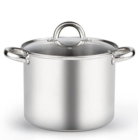 Cook N Home 8-quart stockpot with glass lid for easy monitoring while cooking.