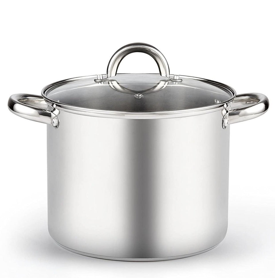 Cook N Home 8-quart stockpot with glass lid for easy monitoring while cooking.