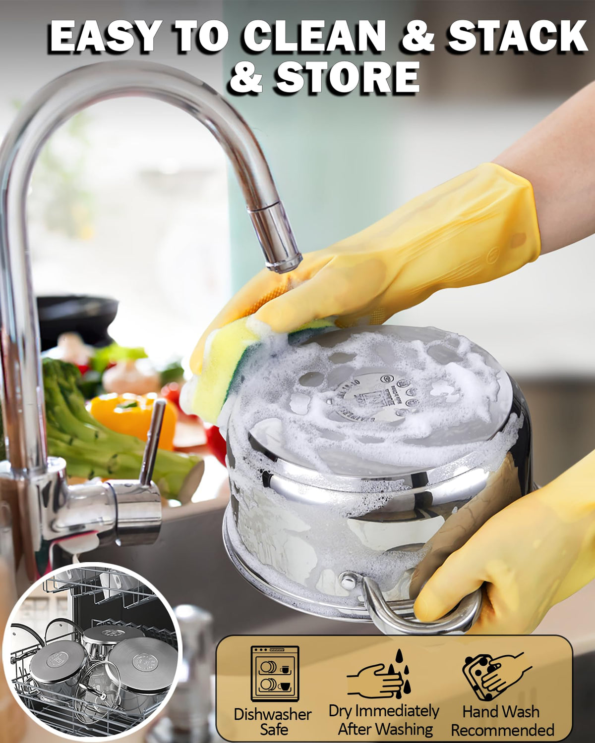 Cook N Home 8-quart stockpot demonstrating induction compatibility on a modern stovetop.