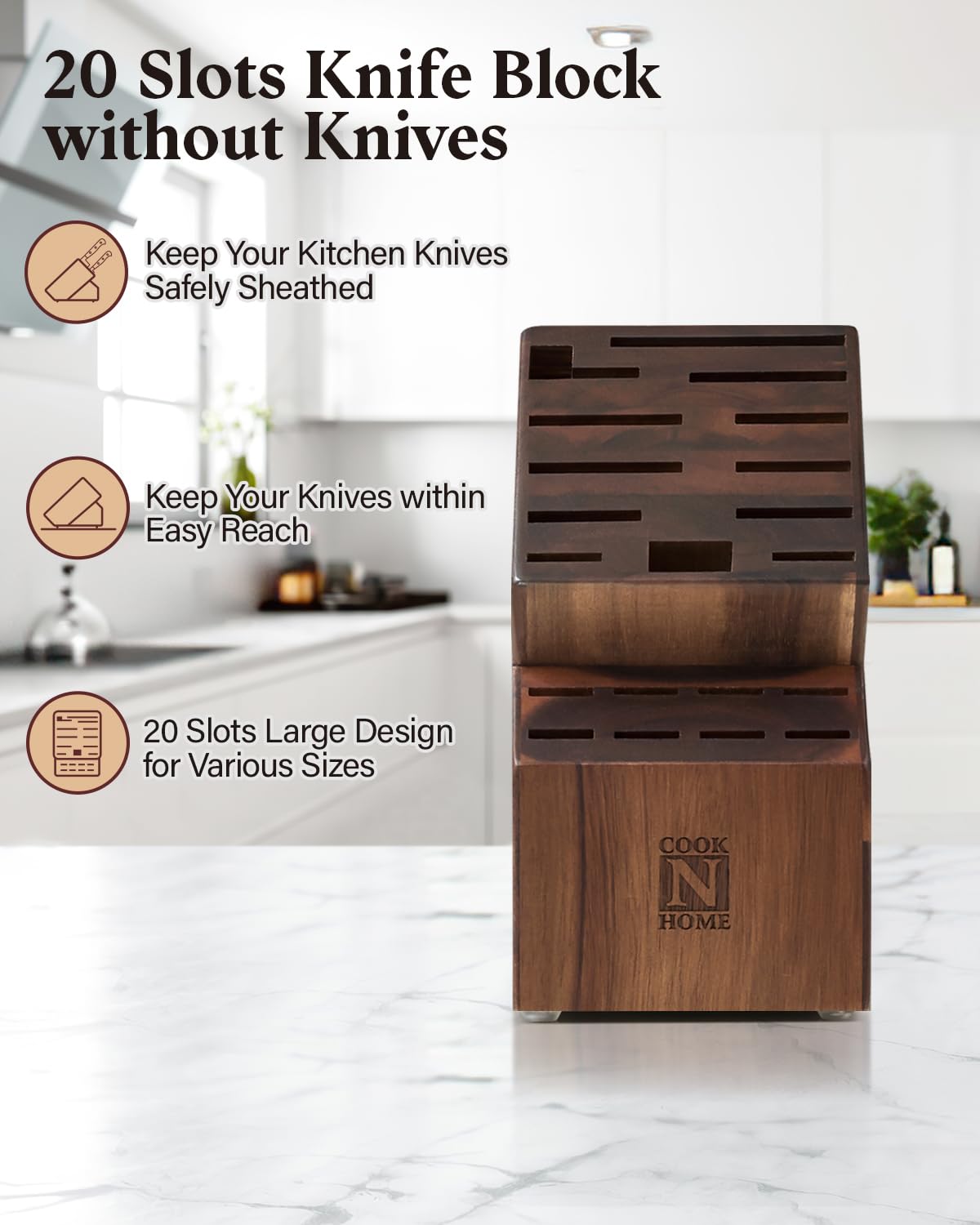 Cook N Home top view reveals the 20-slot layout for varied blades.