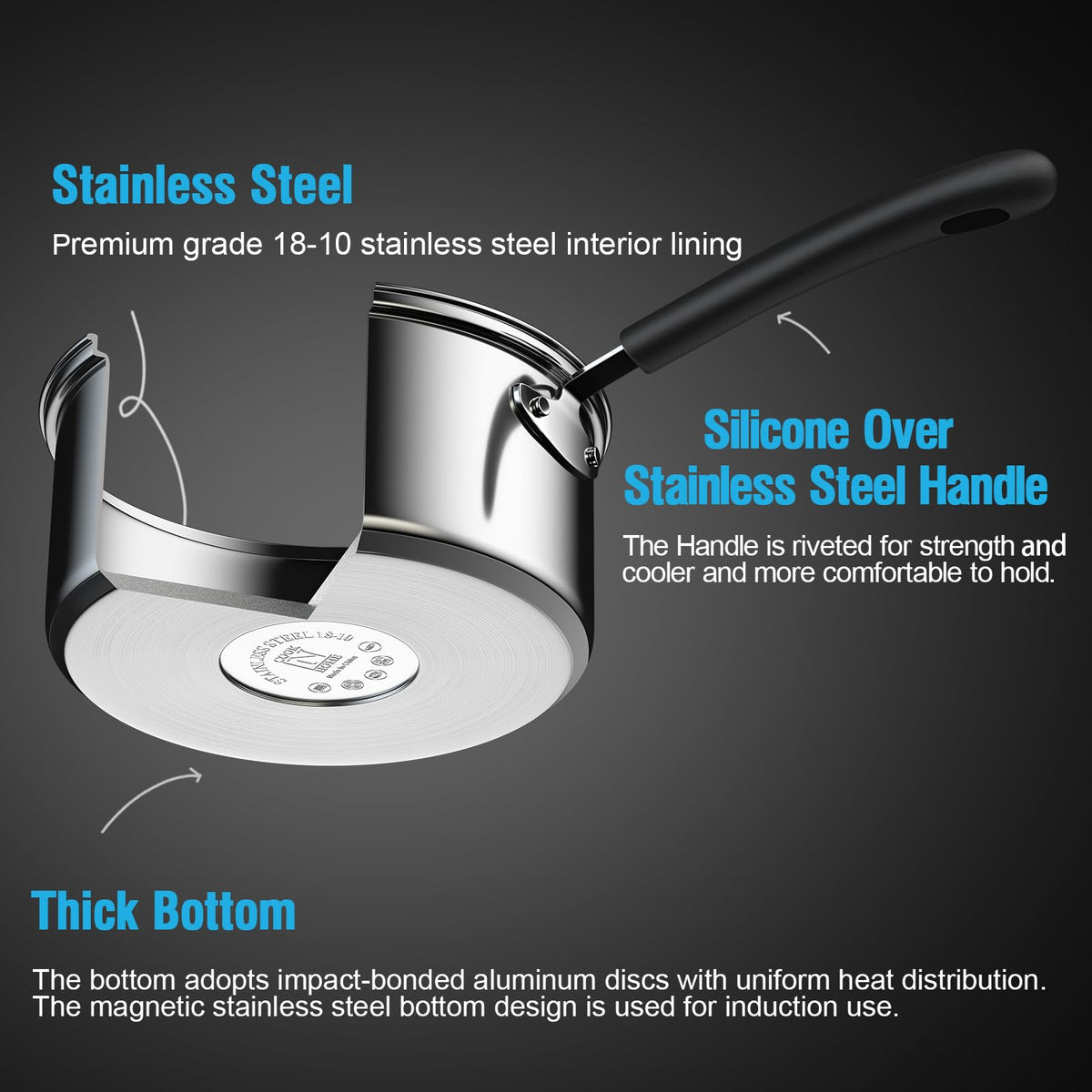 Cook N Home dishwasher-safe saucepans, simple cleanup after busy weeknights.
