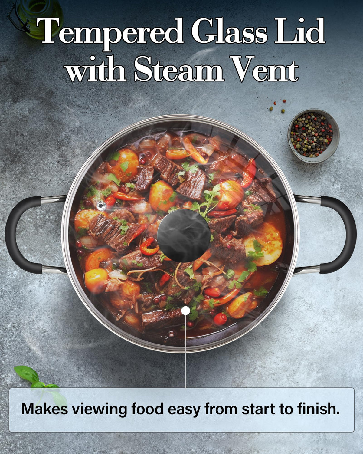 Cook N Home induction-compatible stockpot suitable for multiple stove tops