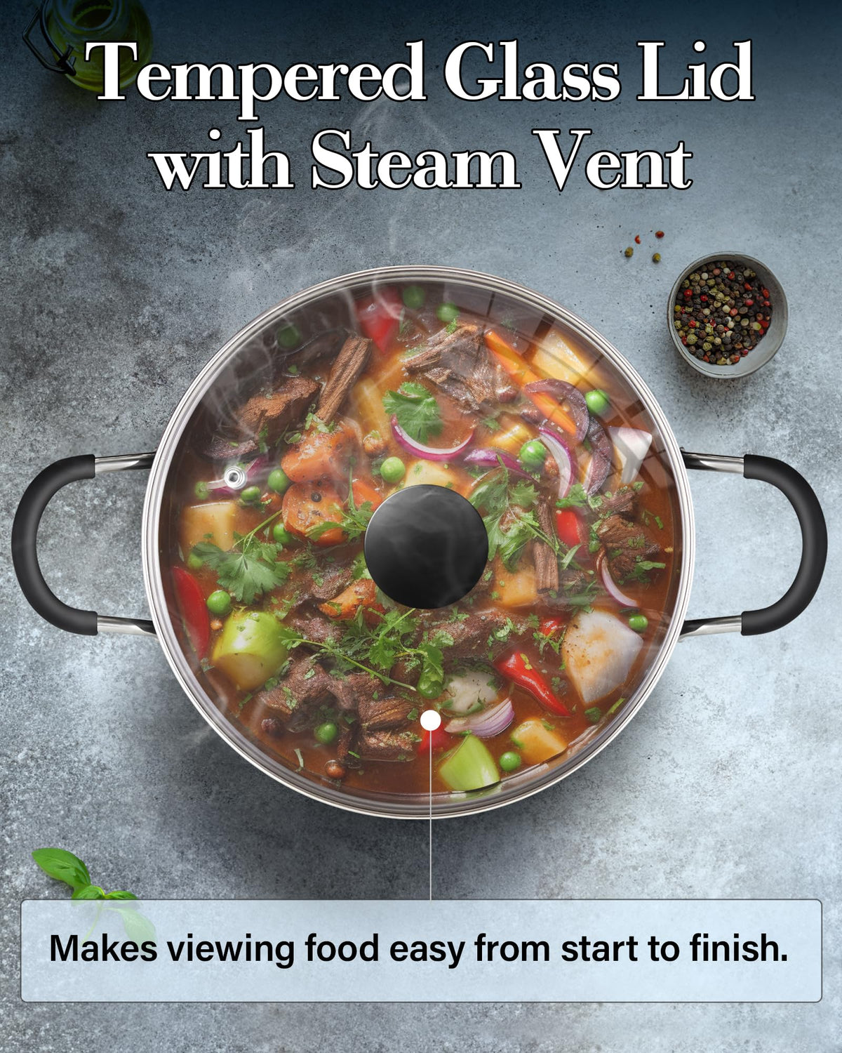 Cook N Home induction-compatible stockpot works with gas, electric, and more.