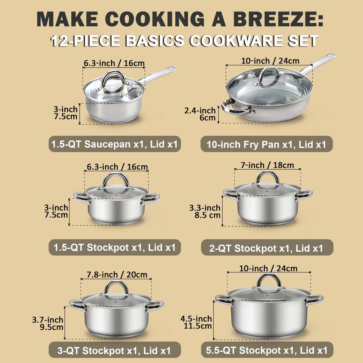 Cook N Home induction-ready pots on the stovetop deliver even cooking.