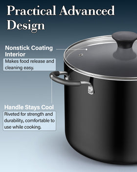 Cook N Home oven-safe stockpot up to 350°F for versatile finishing.