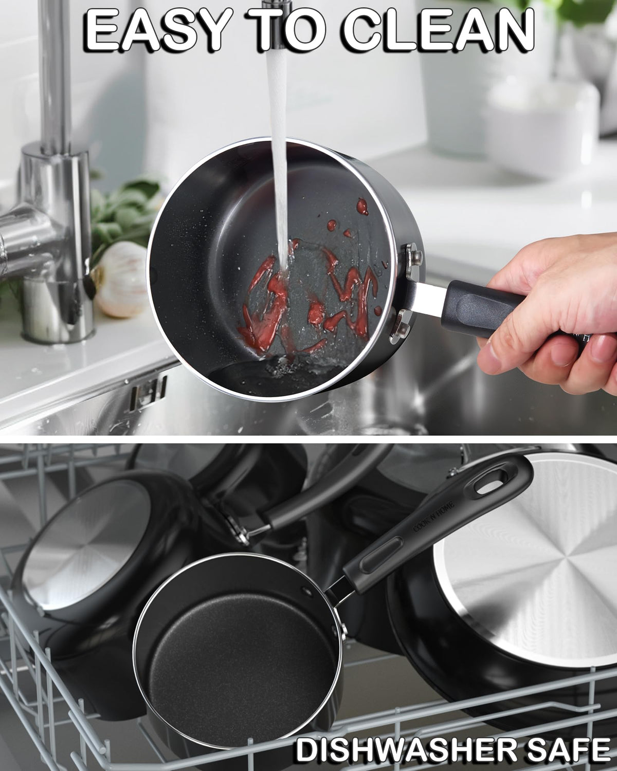 Cook N Home dishwasher-safe label on lid stands out for easy maintenance