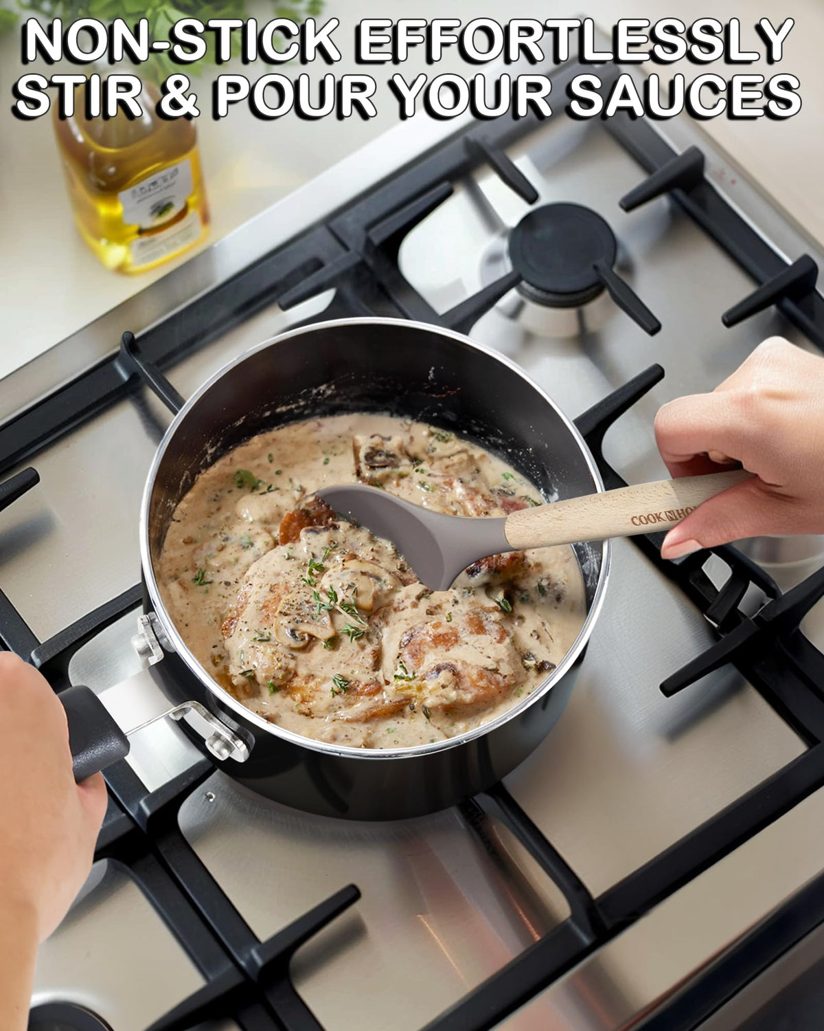 Cook N Home lid with steam vent showcases convenient transparent monitoring