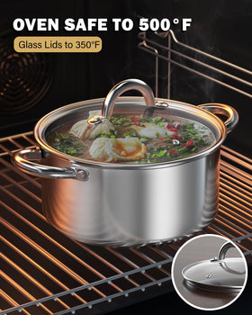 Cook N Home stackable design saves cabinet space for tidy storage.