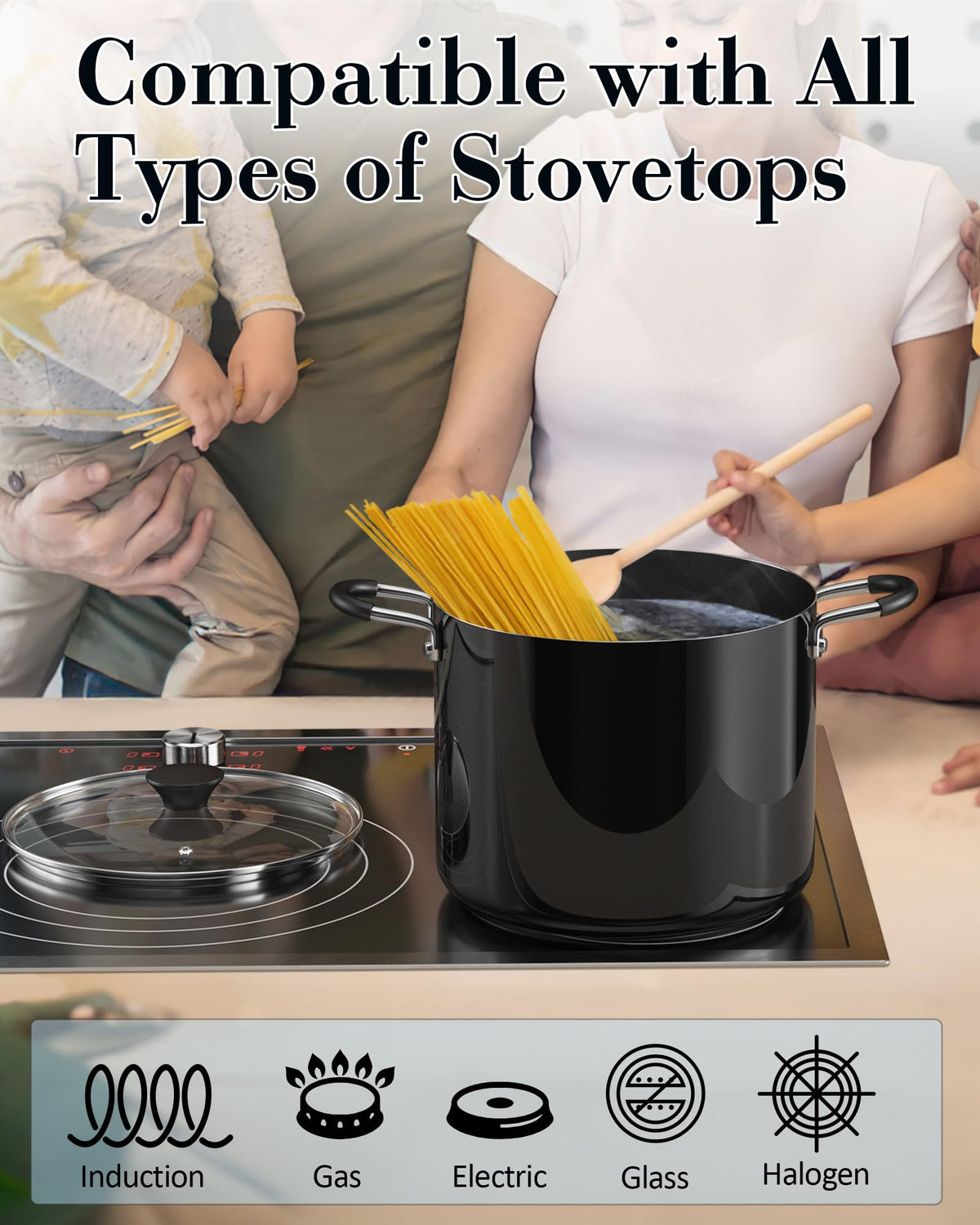 Cook N Home stay-cool riveted handles stay comfortable while lifting heavy pots.