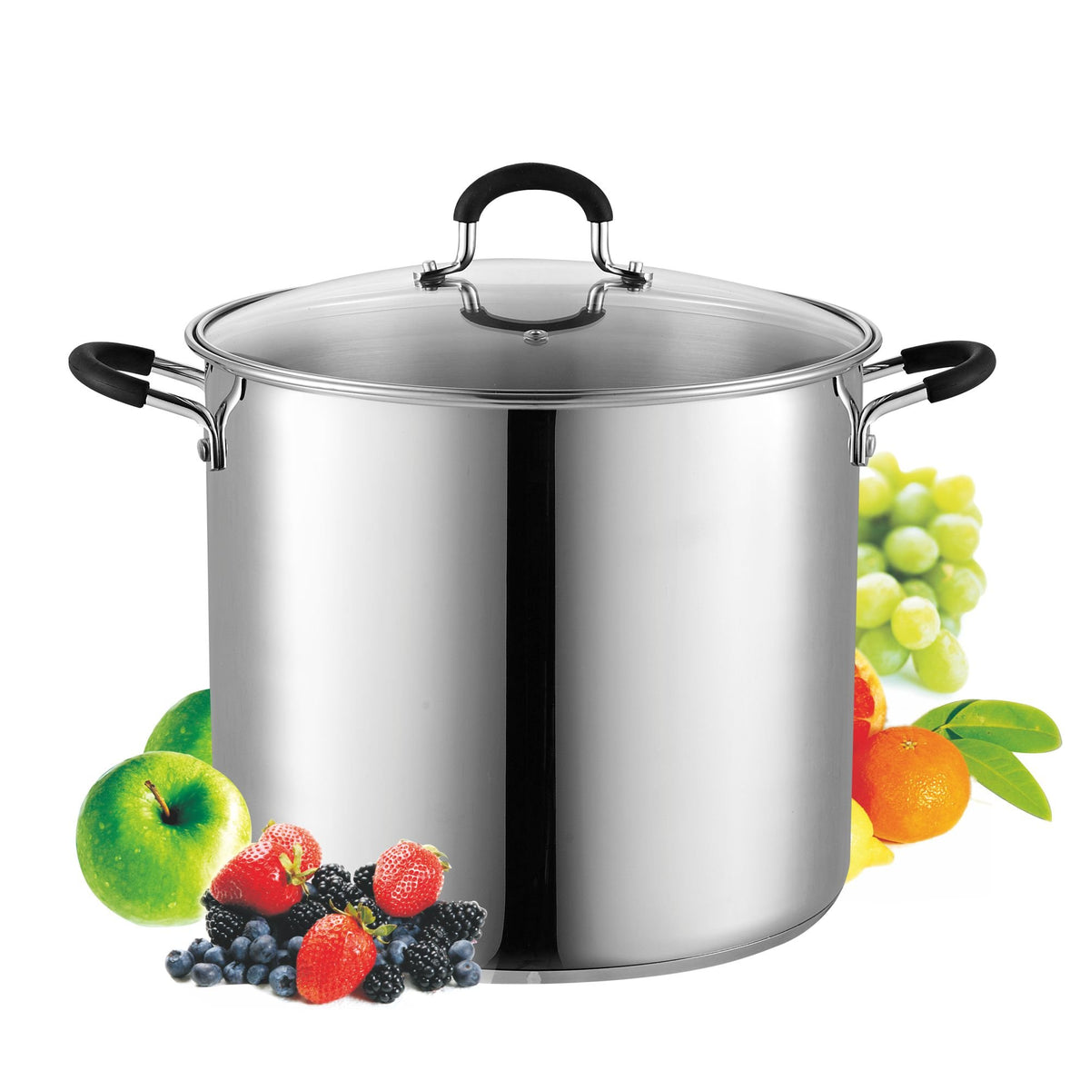 Cook N Home 12-quart stockpot with lid, even heating for soups and stocks.