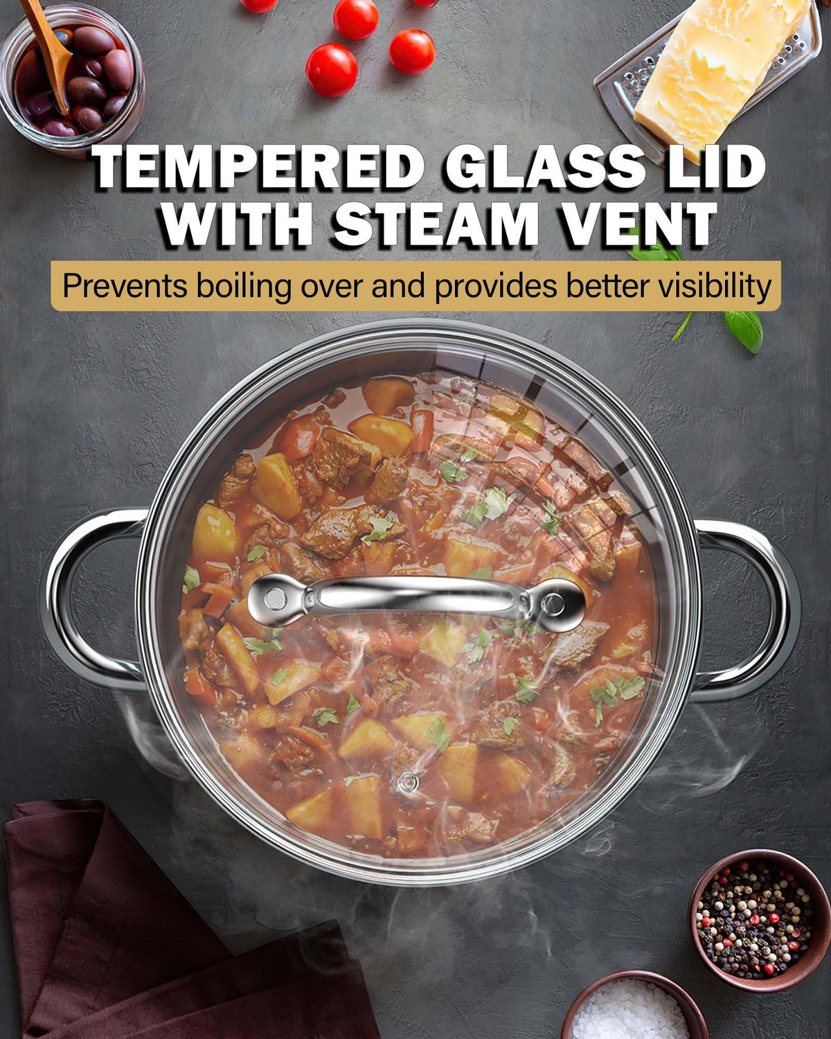 Cook N Home 18/10 stainless steel with aluminum bottom for even heating